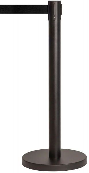 Стойка ограждения с вытяжной лентой (черная) 3 м, сталь окрашенная в Твери - картинка, изображение, фото